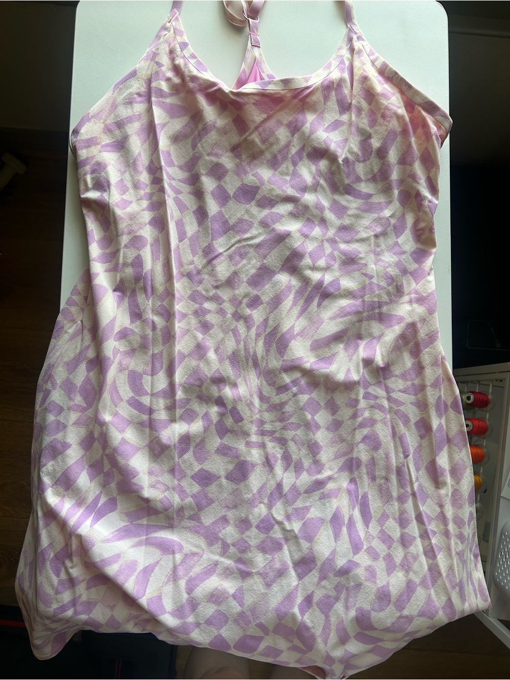 Outdoor Voices Pink & Cream Strappy Tank Dress